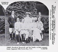 1908 President Roosevelt and His Family Sagamore Hill NY  Stereoview Card –PC204 picture