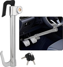 Anti-Theft Steering Wheel & Brake Pedal Lock with Retractable Double Hook, 3 Dou picture