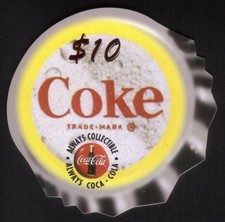 Coca-Cola '95 $10. Die-Cut Bottle Cap: 'Coke' With Silver Background Phone Card picture