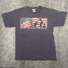Vintage Walt Disney World American Flag Tshirt M Blue Unisex VTG Mickey Goofy picture