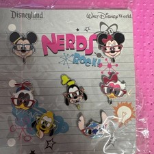 7 pc Walt Disney Nerds Rock Heads Only Trading Pin Collection Set-All in glasses picture