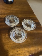 Vintage Small Clear Glass Lid Replacement Lid Only lot of 3 picture
