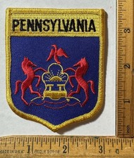 Vintage Pennsylvania State Shield Flag Embroidered Iron On Patch Travel Souvenir picture