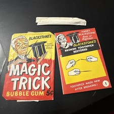 1962 PHILADELPHIA GUM BLACKSTONE'S MAGIC TRICK WAX WRAPPER Toothpick picture