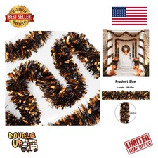 KINGLAKE Halloween Black Orange Tinsel Garland 33 FT 33 FT, and picture
