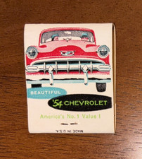 1954 Chevrolet Unused Matchbook BelAir Coupe Sedan 150 Vintage Chevy GM Man Cave picture