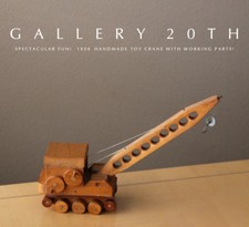 FUN MID CENTURY WOOD HANDMADE WORKING TOY CRANE 50S CHRISTMAS STEAM SHOVEL VTG picture