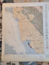 Antique 1913 USGS Hayward Quadrangle Geological Map California Cloth Backed San picture