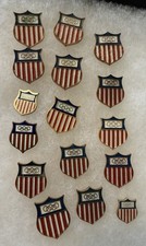 Vintage Olympic Games USA Shield Olympic Committee Lapel Pin Lot ~ 16 Pins picture
