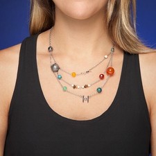Think Geek Star Wars Planetary Orbital Necklace 18” Semi Precious Stones  NIB picture