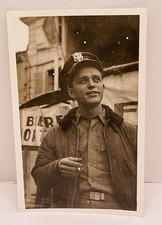 Original WWII US Army Soldier Photo Crowned Eagle Cap Badge Allied Military picture