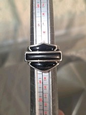Harley Davidson & Thierry Martino Black Onyx  925 Sterling Mens Ring 7.5 Used picture