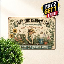 Into The Garden Botanical Outdoor Decor 8x12 Backyard Patio Metal Tin Sign Decor picture