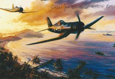 Joe McPhail signed 4x6 photo WW II Hell Hawks P-47 Pilot RARE COA LOOK picture