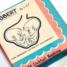 Vintage 1950s Eggbert Cocktail Napkins - Box Of 28 By Monogram Of California 