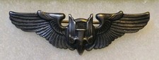WW11 US Army Airforce USAAF Machine Gunner Badge Sterling Silver Wings 2 Inch picture