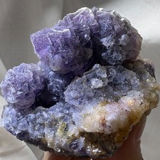 Large Rare Dual Color Fluorescent Natural Fluorite Double Sided Mineral Specimen picture