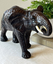 Vintage Leather Elephant Statue 14.5