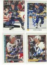 1992-93 O-Pee-Chee #97 Rick Zombo Signed Hockey Card St Louis Blues picture