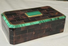 VINTAGE MAITLAND SMITH DARK STONE AND MALACHITE TABLE DRESSER  BOX picture