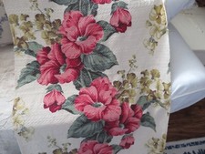 Vintage Florida Beach Hotel SUPER NUBBY Barkcloth Florals on Creamy White picture