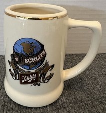 1980 Schlitz Ceramic World Globe Beer Stein w/Gold Rim VTG Man Cave Bar picture