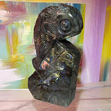 Labradorite ￼Dark Stone Hand Carved Lizard/Gecko Figurine Sculpture picture