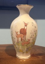 Lenox Mother's Day 1984 Limited Edition Vase Doe & Fawns ~ 7 inch picture