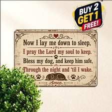 Dog Bedtime Prayer Sign Loving Pet Owner Room Decor Metal Wall Plaque picture