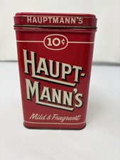Vintage HAUPT-MANN'S Cigar Tin Empty Red Humidor Canister Indiana Permit picture
