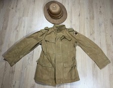 WW1 US Army Uniform Summer Khaki Tunic & Period Sun Hat Pith Helmet Twill picture