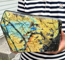 22.05LB Natural Dark Sunset Flash Labradorite Quartz Crystal Freeform Mineral picture