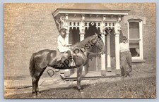 K58/ Interesting RPPC Postcard c1910 Pretty Girl on Horseback Horse Home 388 picture