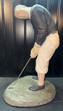 Vtg 1983 Golfer Putting Golf Pottery Art Sculpture Signed Degroot 13 1/2” Tall picture