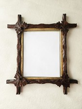 Rustic Antique Black Forest Hand-Carved Maple Leaf Picture Frame, 7.5 × 9 Window picture