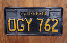 1963 - 1969 CALIFORNIA License Plate # OGY 762 picture