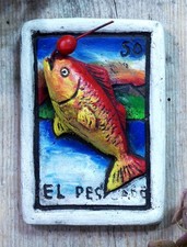Clay Loteria #50 El Pescado The Fish by Rafael Pineda Mexico Board Game Folk Art picture