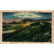 Vtg Postcard Skyland VA Moonlight Over Blue Ridge Mountains Skyline Drive SE5 picture