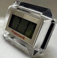 Honeywell Vintage Digital Desk Clock Faceted Clear Crystal Look LCD Alarm picture