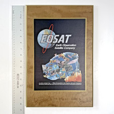 Vintage/Space *ONLY ONE* EOSAT—NASA/USGS/Hughes/RCA Solid Wood Plaque 16