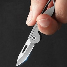 Mini Titanium Pocket Folding Blade Knife Outdoor Camping Survival Keychain picture