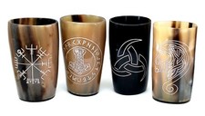Viking Drinking Horn Tumblers Set of 4 Handmade Cups for Wine Beer Ale - Safe picture