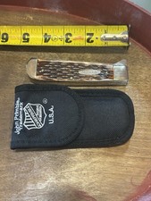 John Primble JP30-0071 2 Blade Folding Hunter Jigged Bone Knife w/ Sheath picture