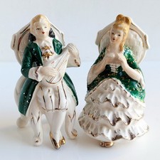Victorian Couple In Chairs Figurines VTG Mid-Century 2 Pieces Great Condition picture