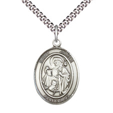 Pewter Saint James the Greater Oval Medal Pendant Necklace 24