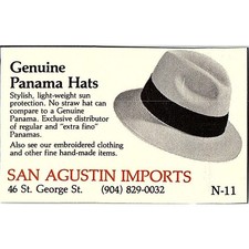 San Agustin Imports Genuine Panama Hats 1989 St. Augustine FL Ad SAG8-S5 picture