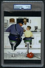 Norman Rockwell signed autograph 5.5x6.5 Custom Cut Painter Illustrator PSA Slab picture