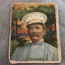 1910 T118 Worlds Greatest Explorers Tobacco Card Henry M Stanley Hassan Smoke picture