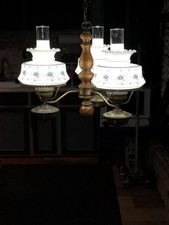 Quoizel Abigail Adams Glass Blue Floral Blue Poppy Hanging Swag Chandelier Light picture
