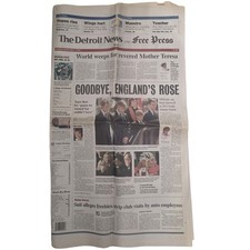 1997 Detroit News Free Press Princess Diana Funeral Mother Teresa Newspaper Sept picture